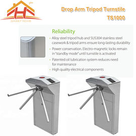 Biometric Drop Arm Tripod Turnstile Gate RFID Reader And SUS304 Stainless Steel